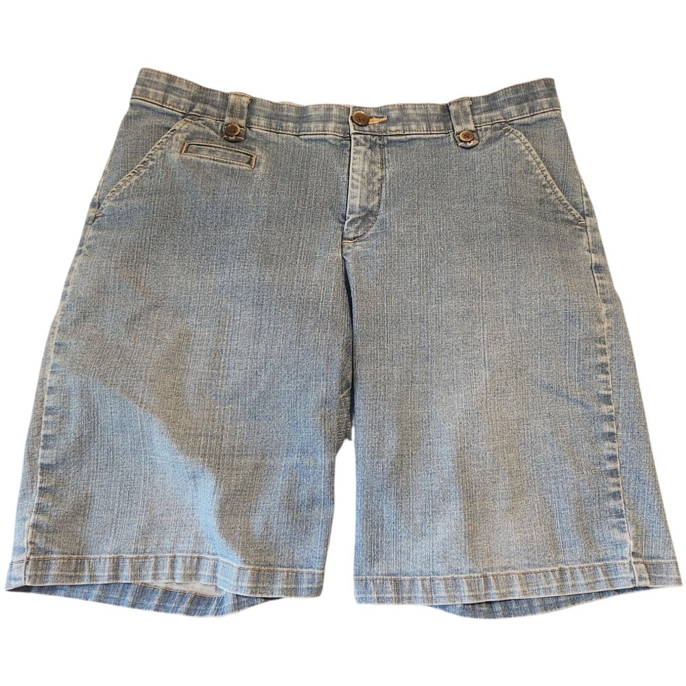 Lee Womens Light Wash Denim Bermuda Shorts Blue Jean Jorts Mid Rise Size 12